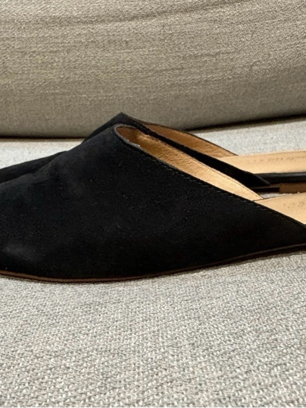Madewell Black Suede Pointed-Toe Slip-On Mules